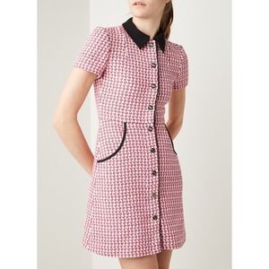 Maje Renatya Houndstooth Tweed Button Front Mini Dress Womens Size 36 / US S